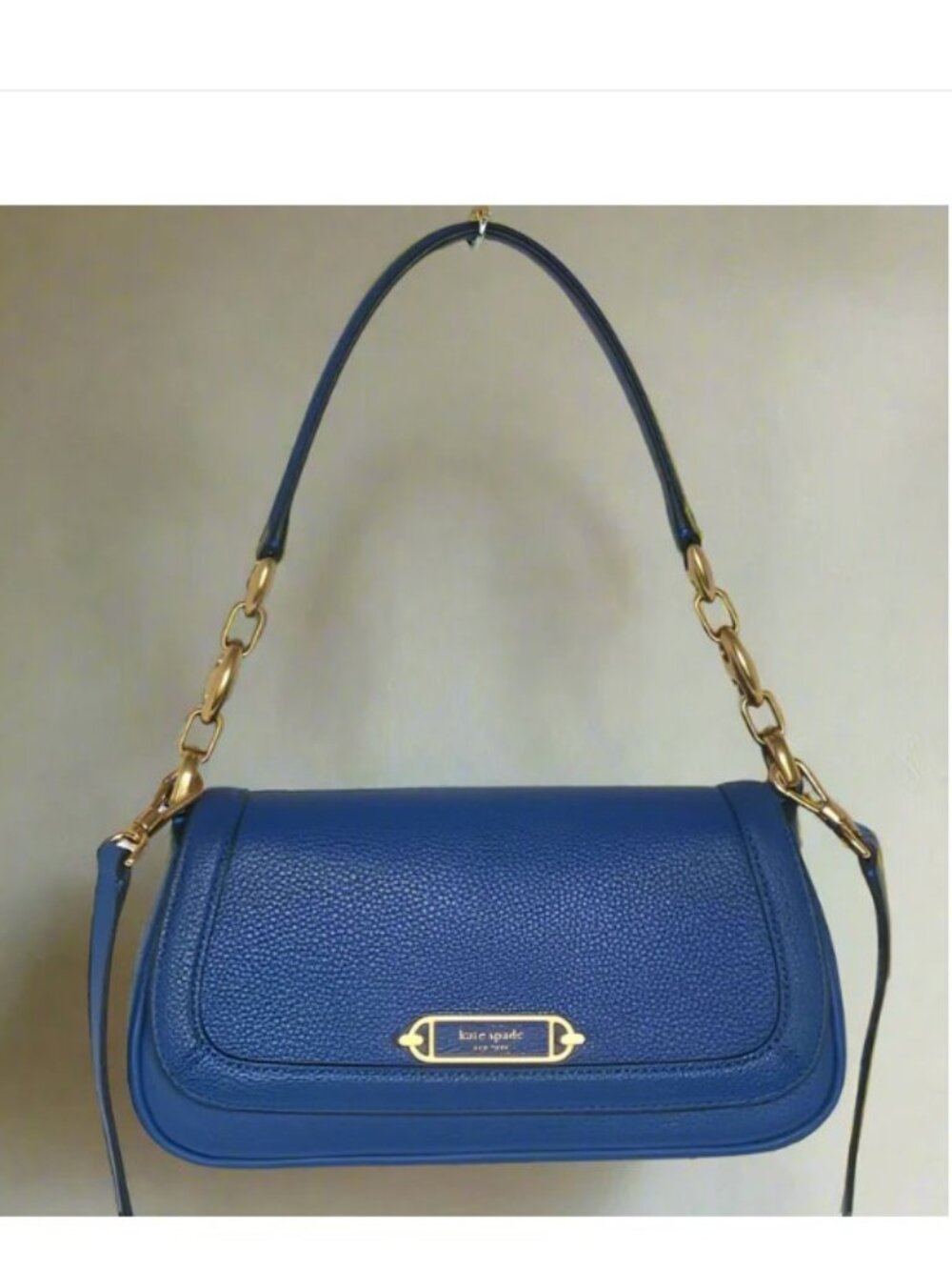 Kate Spade Gramercy Small Flap Bag Blue Leather Chain Crossbody